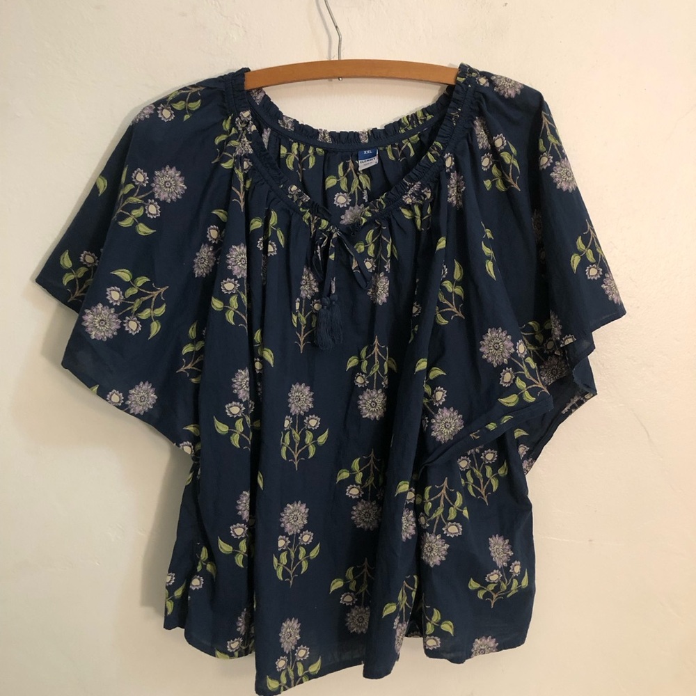 Old Navy Blouse Women's XXL Butterfly Sleeve Bohemian Artist Cottageore Peasant